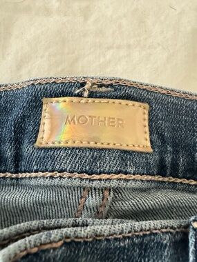 MOTHER Light Blue Denim Jeans with Iridescent Patch